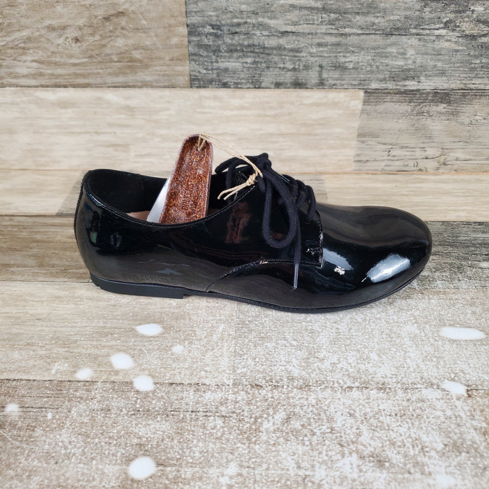 Birkenstock Womens Saunders Shoes Sz 6 Narrow Fit Patent Leather Flats Black