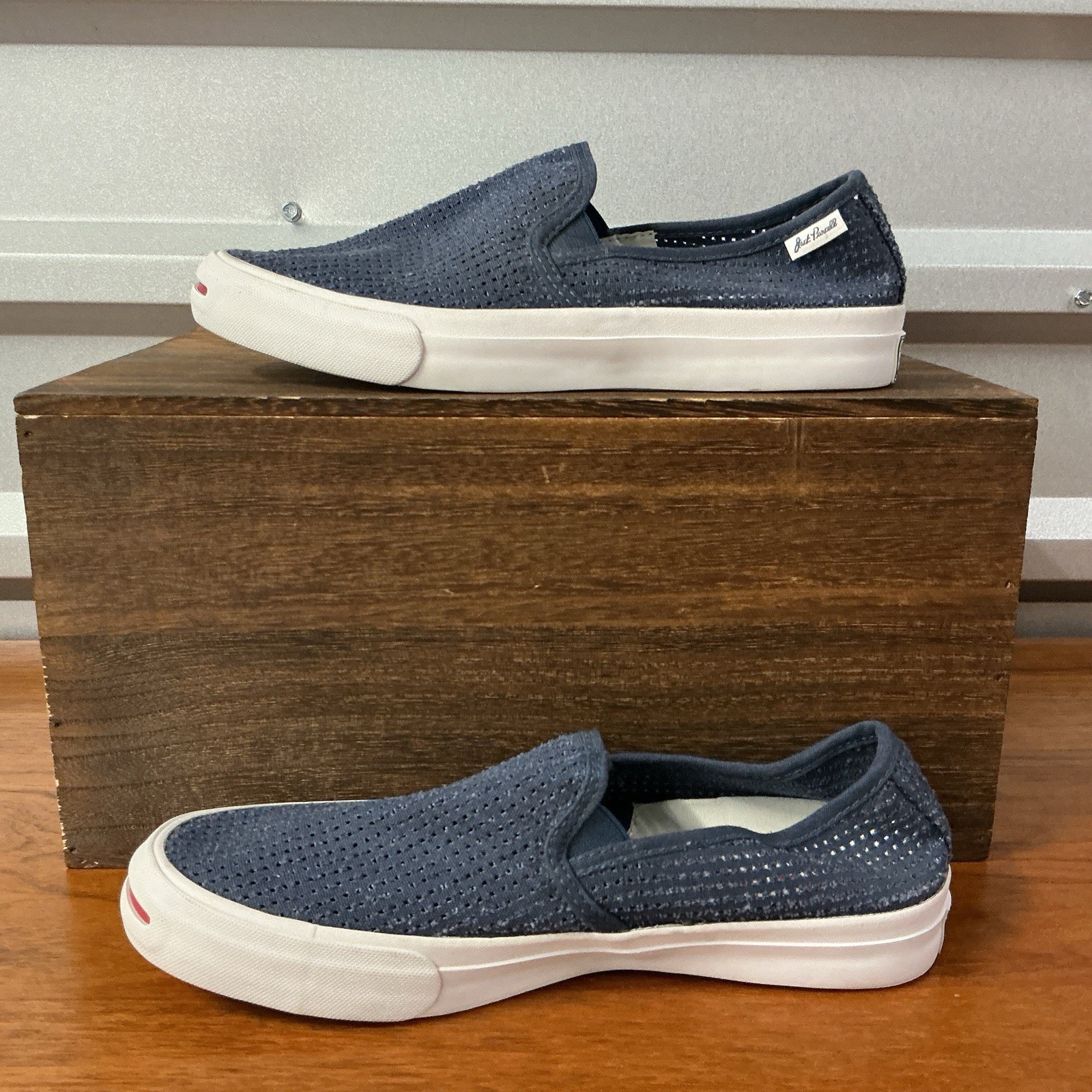 Converse Jack Purcell Women’s Size 8.5 Blue Perforated Slip-On Loafer