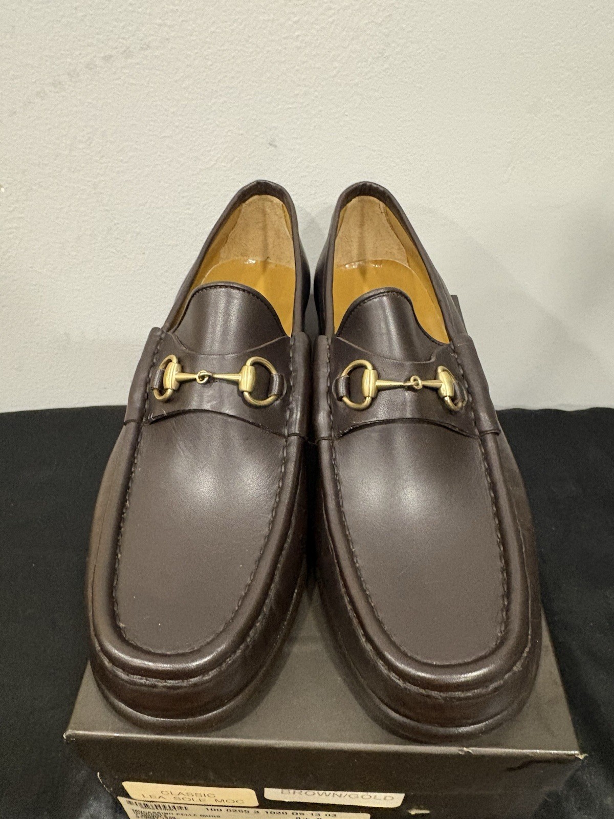 Gucci Brown Leather Horsebit Loafers Almond Toe Women’s 8.5B Dress Shoes