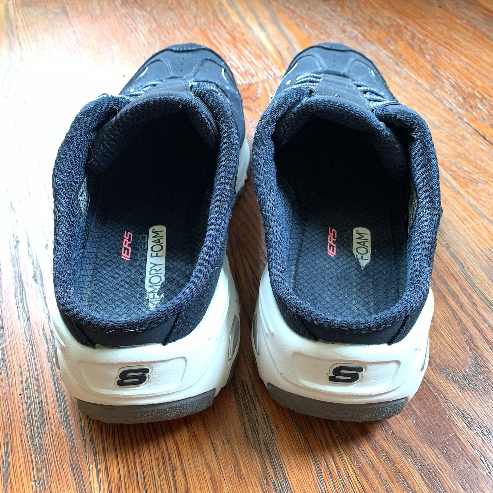 Skechers D’Lites Sneakers Women Size 10 Shoes Blue White Slip On Navy White Mule