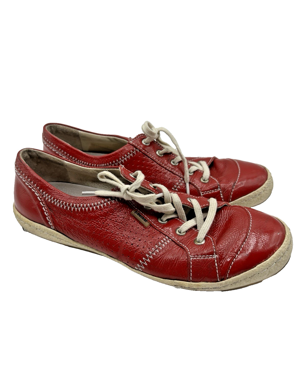 Josef Seibel Women’s EU 39 Red Patent Leather Comfort Lace Up Shoes US 8-8.5
