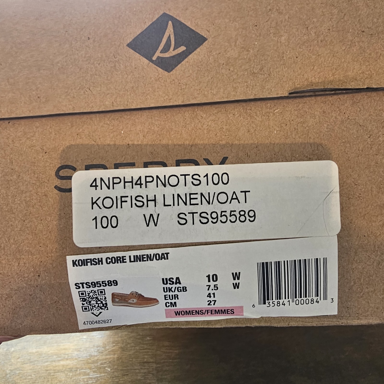 Sperry Top-Sider Women’s Koifish Boat Shoe Leather Oat Size 10 Wide New w/box
