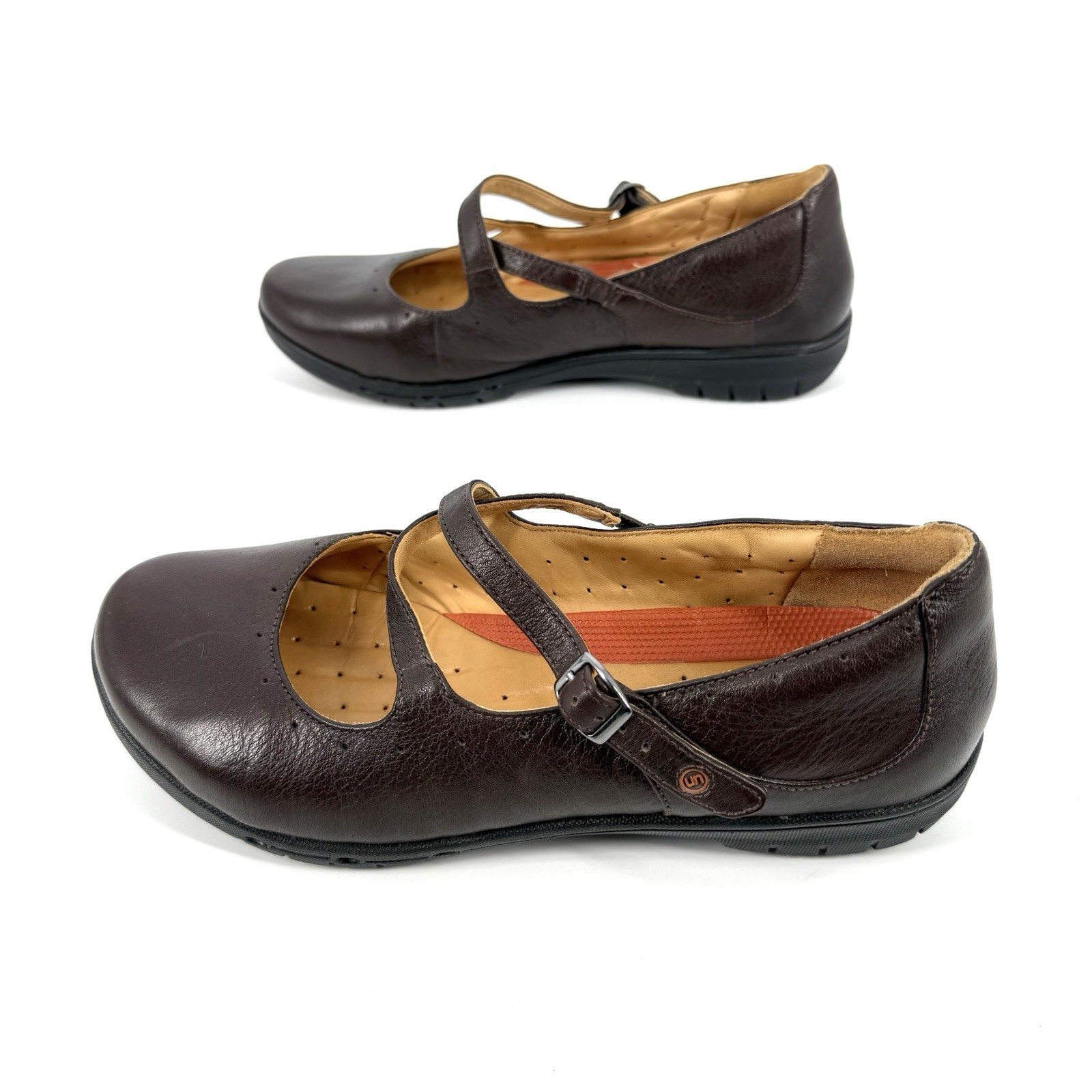 Clarks Unstructured Mary Jane Shoes Womens Size 8W Brown Leather Cross Strap