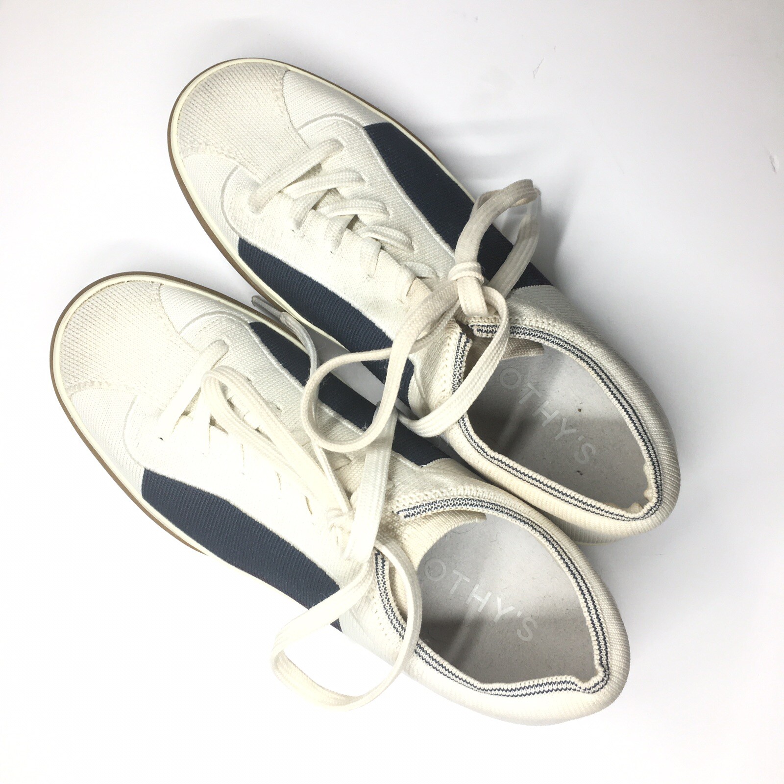 Rothys Lace Up Sneakers White Blue Blackberry Colorblock Shoes Women’s Size 7