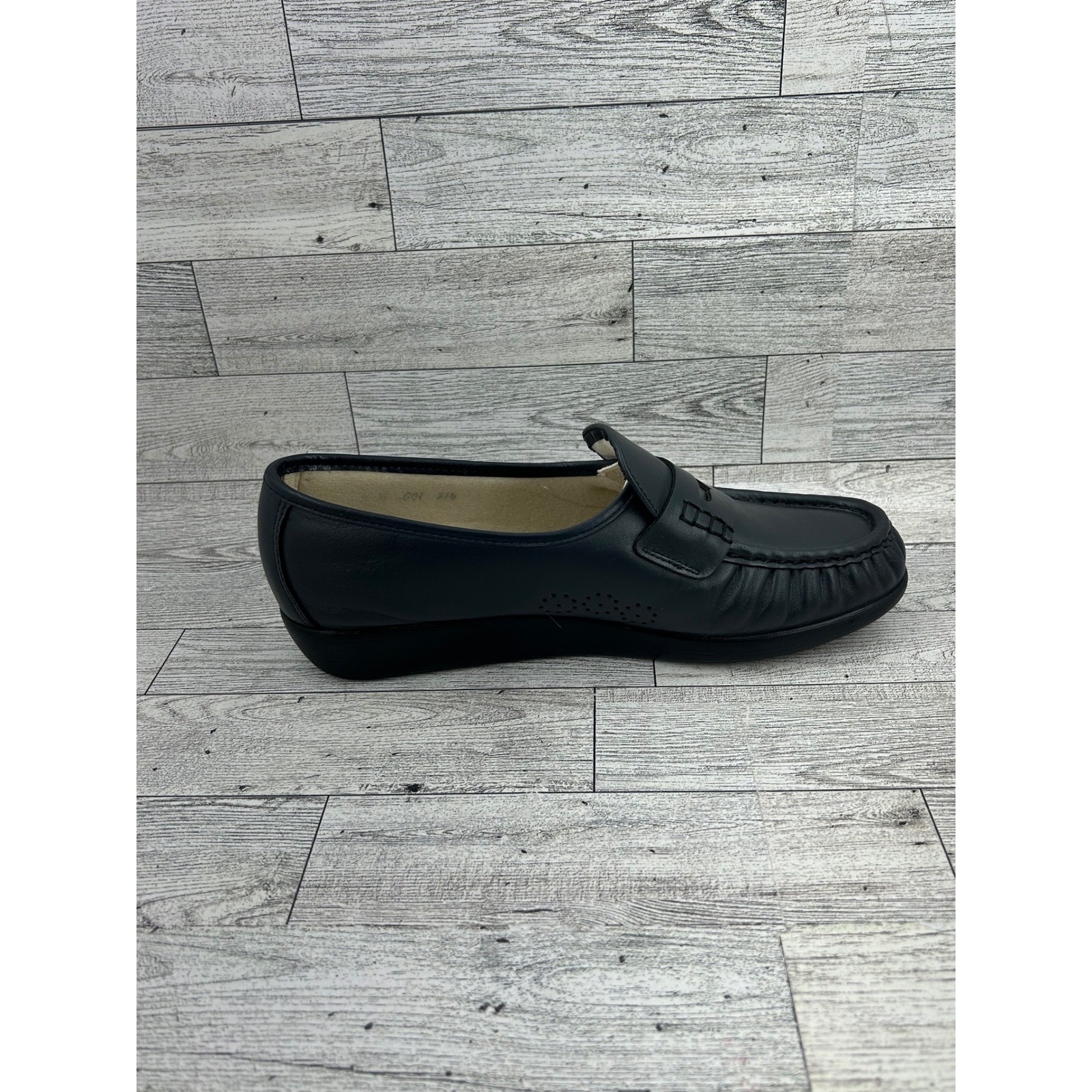 SAS Shoes Genuine Handsewn Black Leather Loafers Slip On Comfort Women 8.5