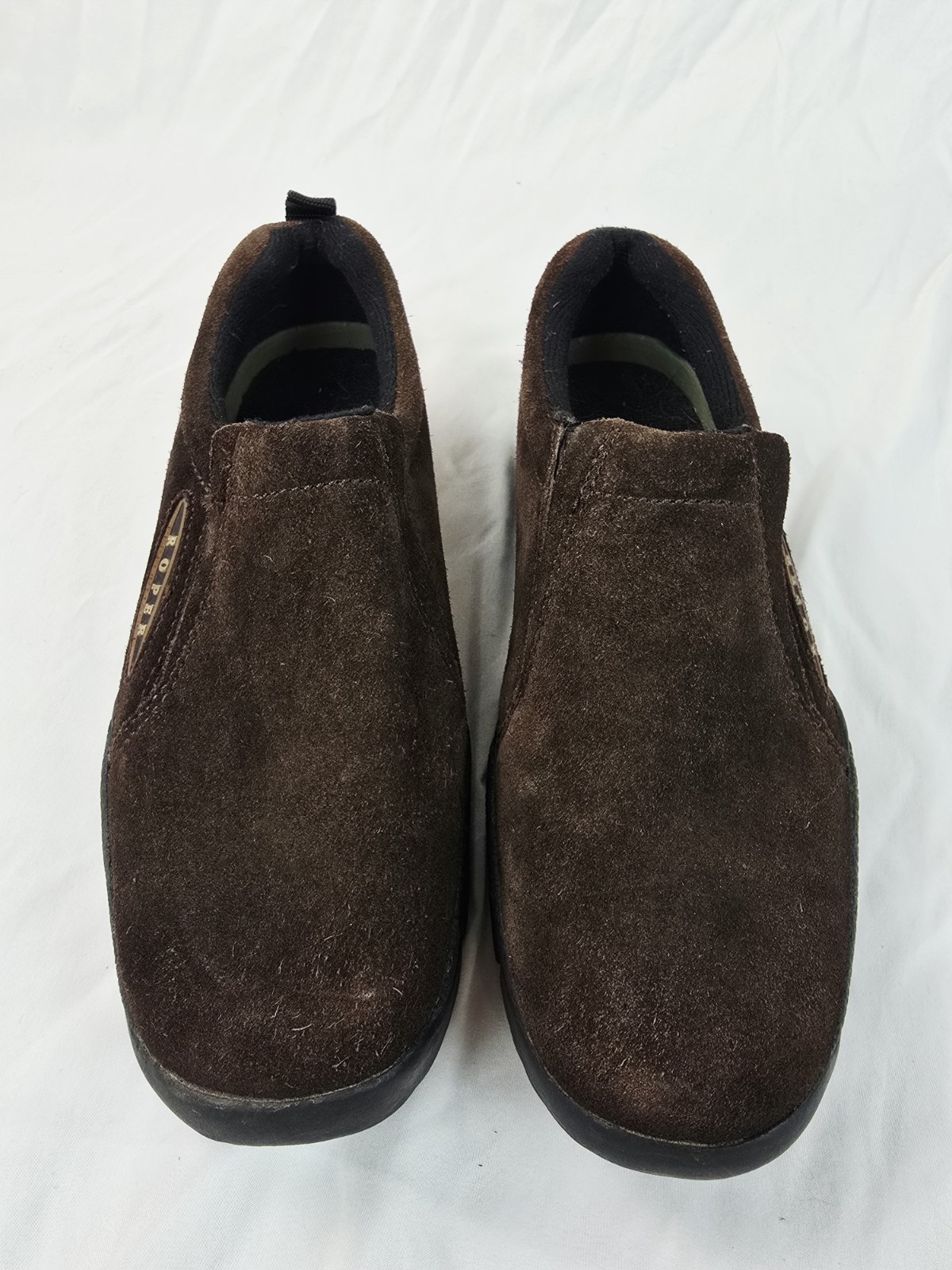 Roper Performance Womens 8.5 Brown Leather Western Slip On Shoes