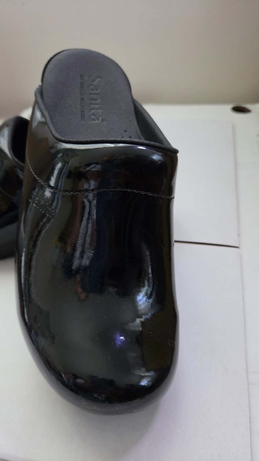 Sanita The Original Danish Clogs Black Patent Leather Slip-On Women’s EU 38 US 8