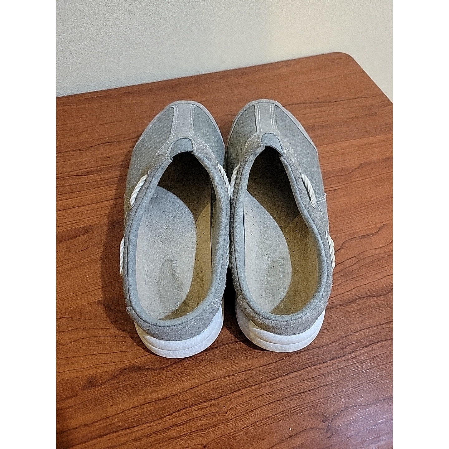 Easy Spirit Traveltime Gray Suede Textile Slip On Mules Clogs Shoes Women Size 7