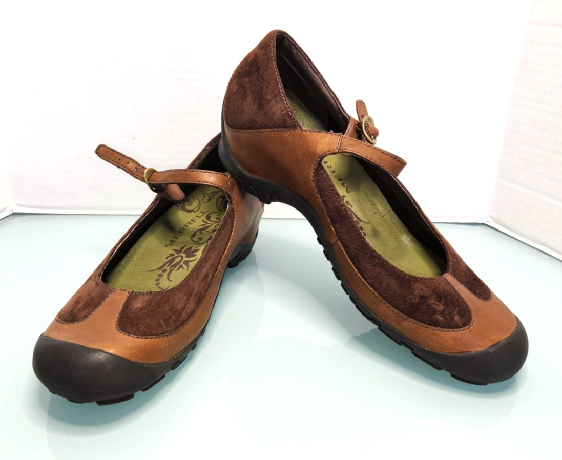 Merrell Plaza Saddle women’s Mary Jane brown combo leather comfort shoes new 11