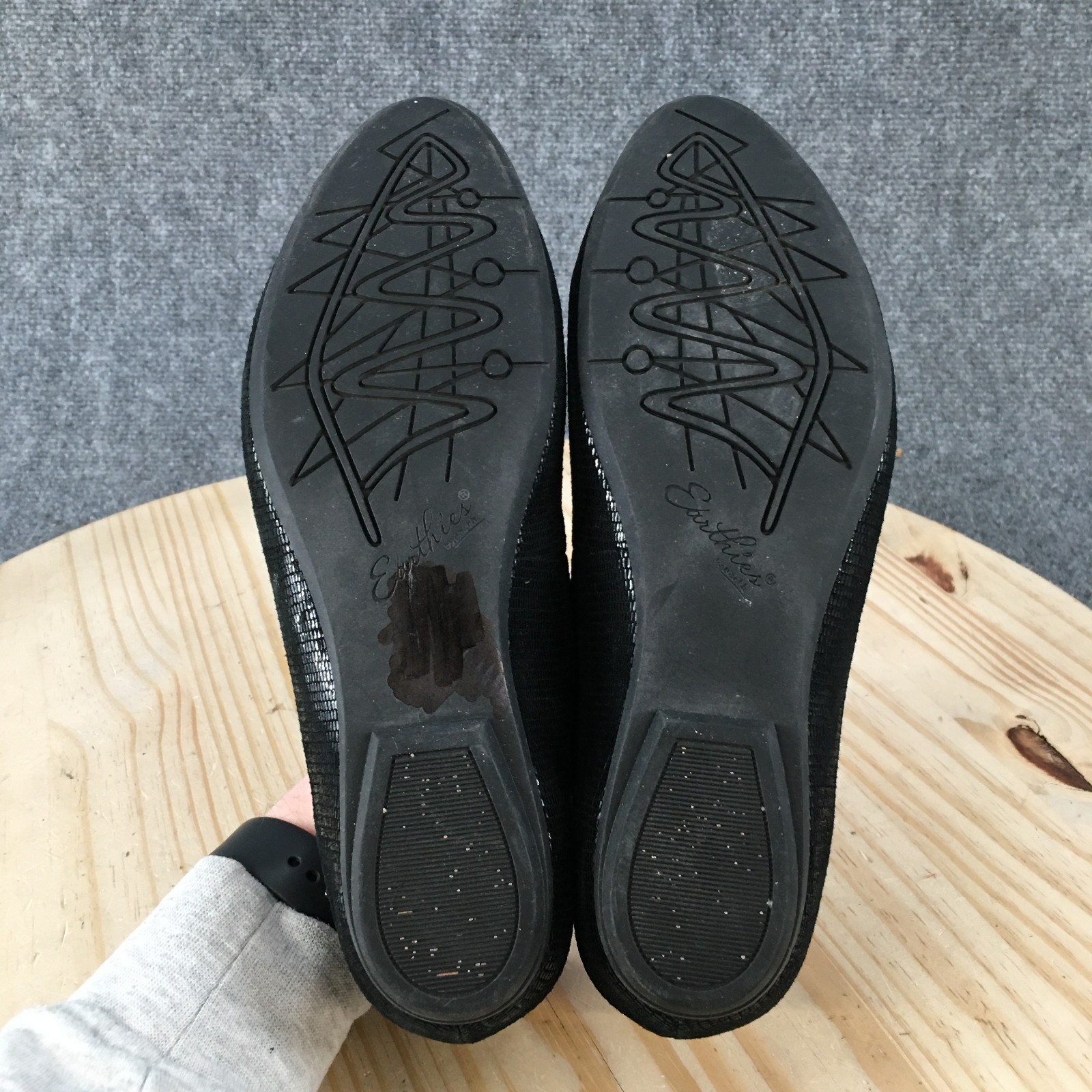 Earthies Essen Shoes Womens 9B Casual Slip On Comfort Ballet Flats Black Leather