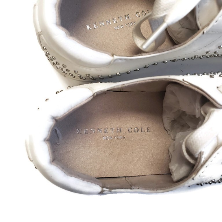 Kenneth Cole Kam 3 Womens Size 7.5 White Leather Fashion Sneakers Shoes Flat New