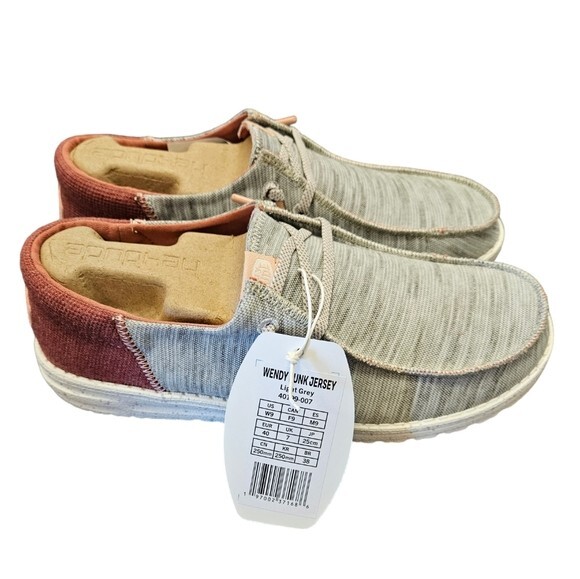 Hey Dude Wendy Funk Jersey Light Grey Womens Slip On Shoes New with Box Size 9