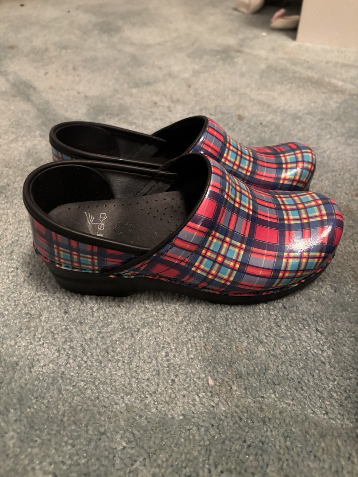 Dansko Women’s 7 Professional Color Block Patent Leather Size 37 Nursing Clogs