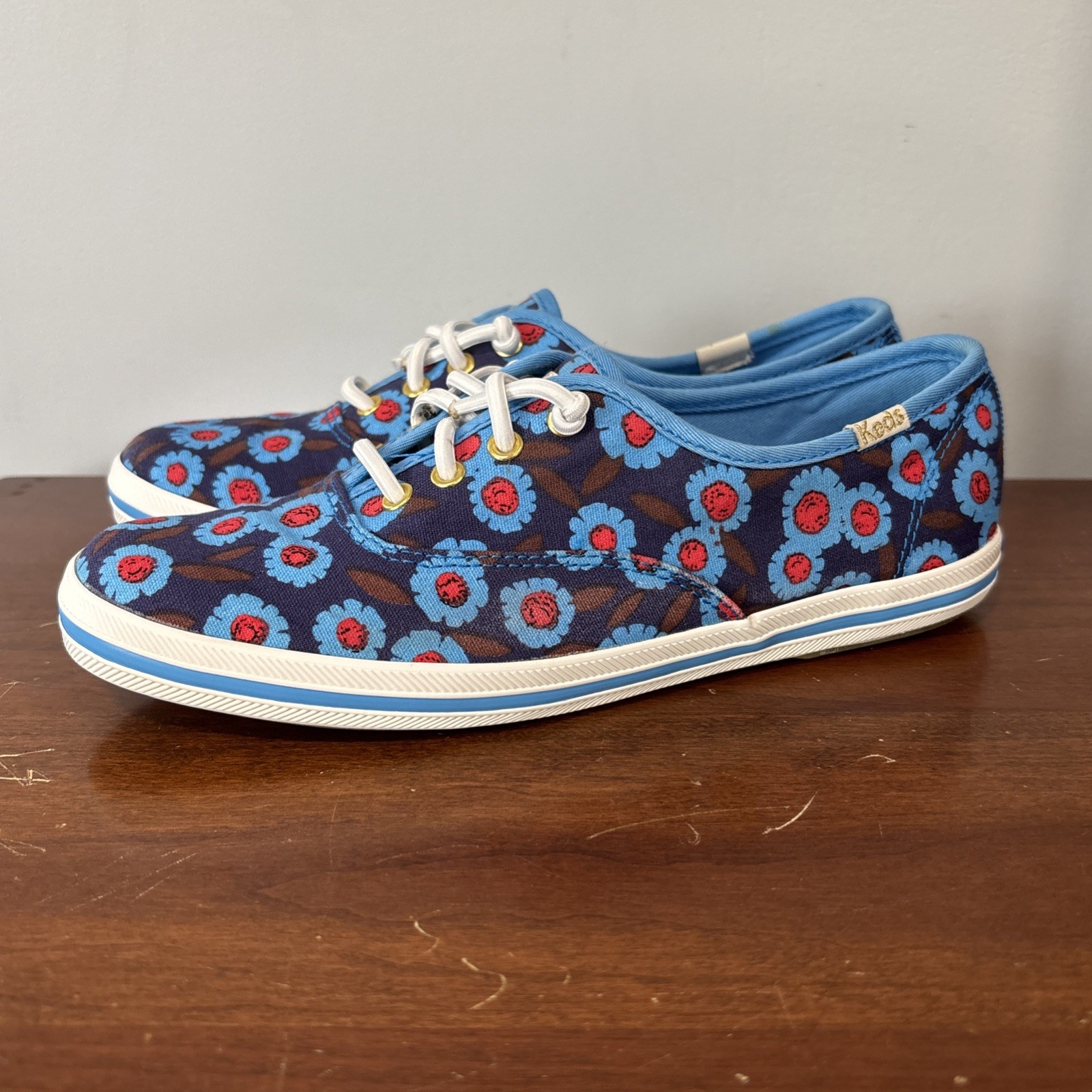 KEDS Kate Spade Peacock Blue Majorelle Floral Shoes Women’s US SIZE 5 Preowned