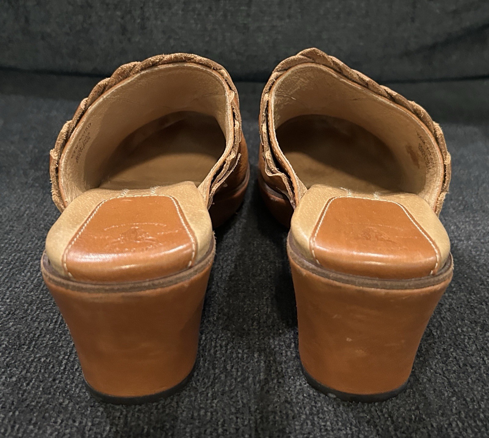 FRYE BOOTS Leather Braided Mule Clogs Studded 9.5M Western Boho Slip On Tan
