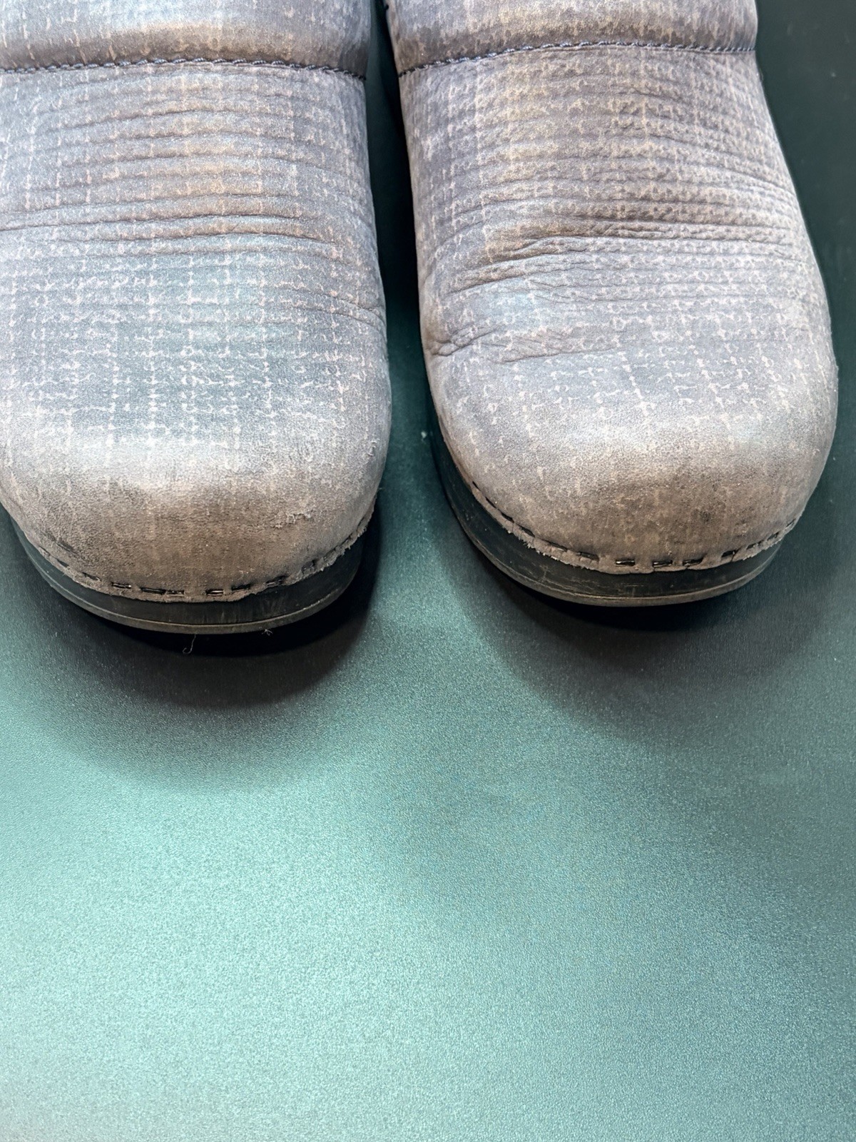 DANSKO Blue/Gray Textured/Cloth Pattern Clogs Shoes Size 39