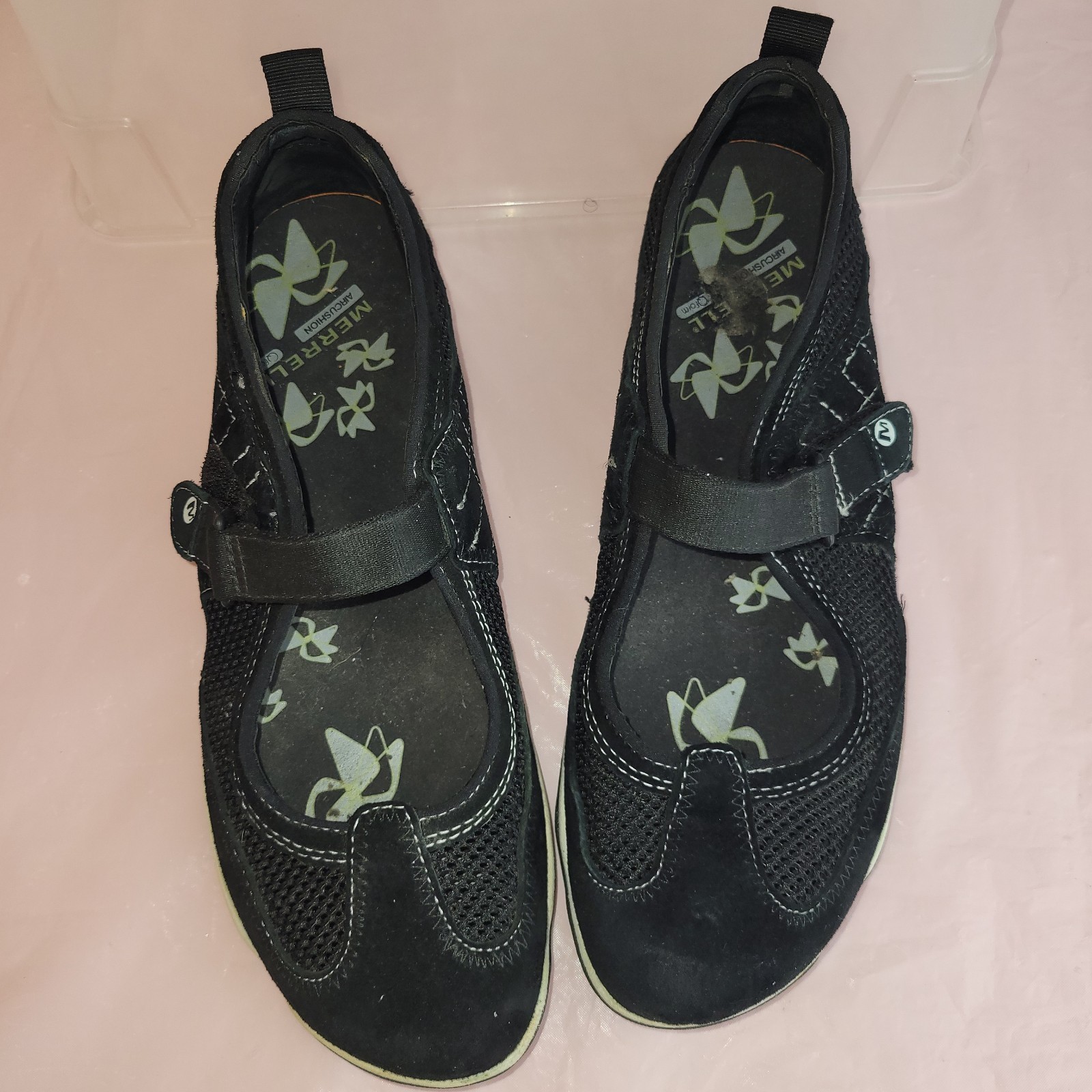 Merrell Form Air Cushion Mary Jane Black Mesh Strap Shoes Size 9.5 Women’s