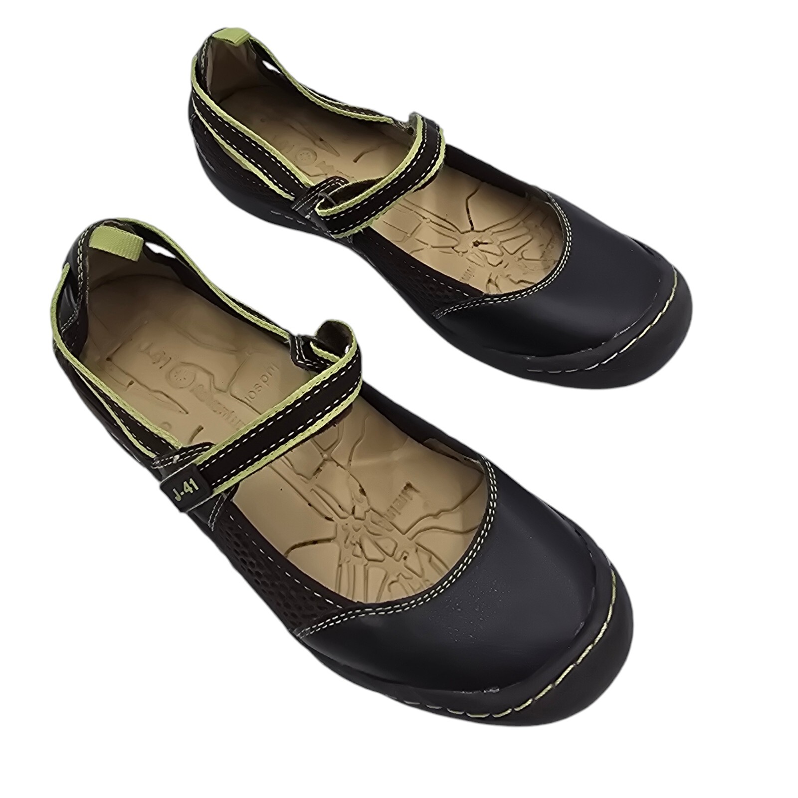 J-41 Venus Mary Jane Shoes Womens 6M Brown Hook & Loop Strap Vegan Comfort GUC