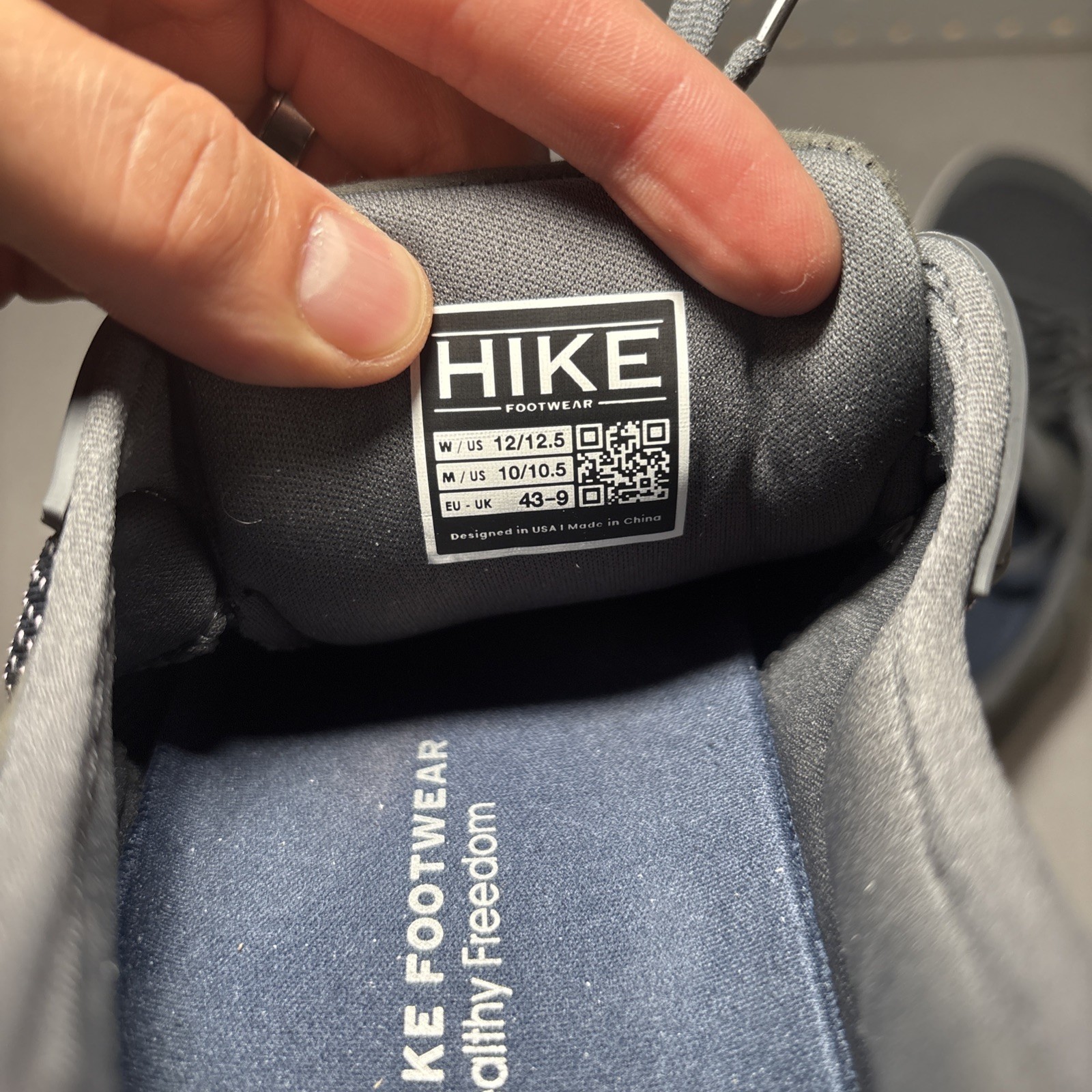 Hike Footwear Stride Hands-Off Ergonomic Barefoot Shoes M 10/10.5 W 12/12.5 Gray