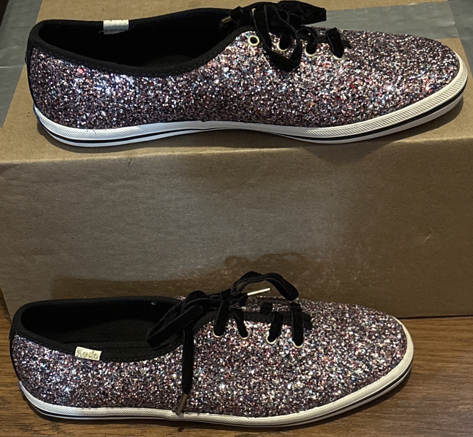 Kate Spade X Keds Sneakers Women’s Size 8.5 Deep Purple Glitter