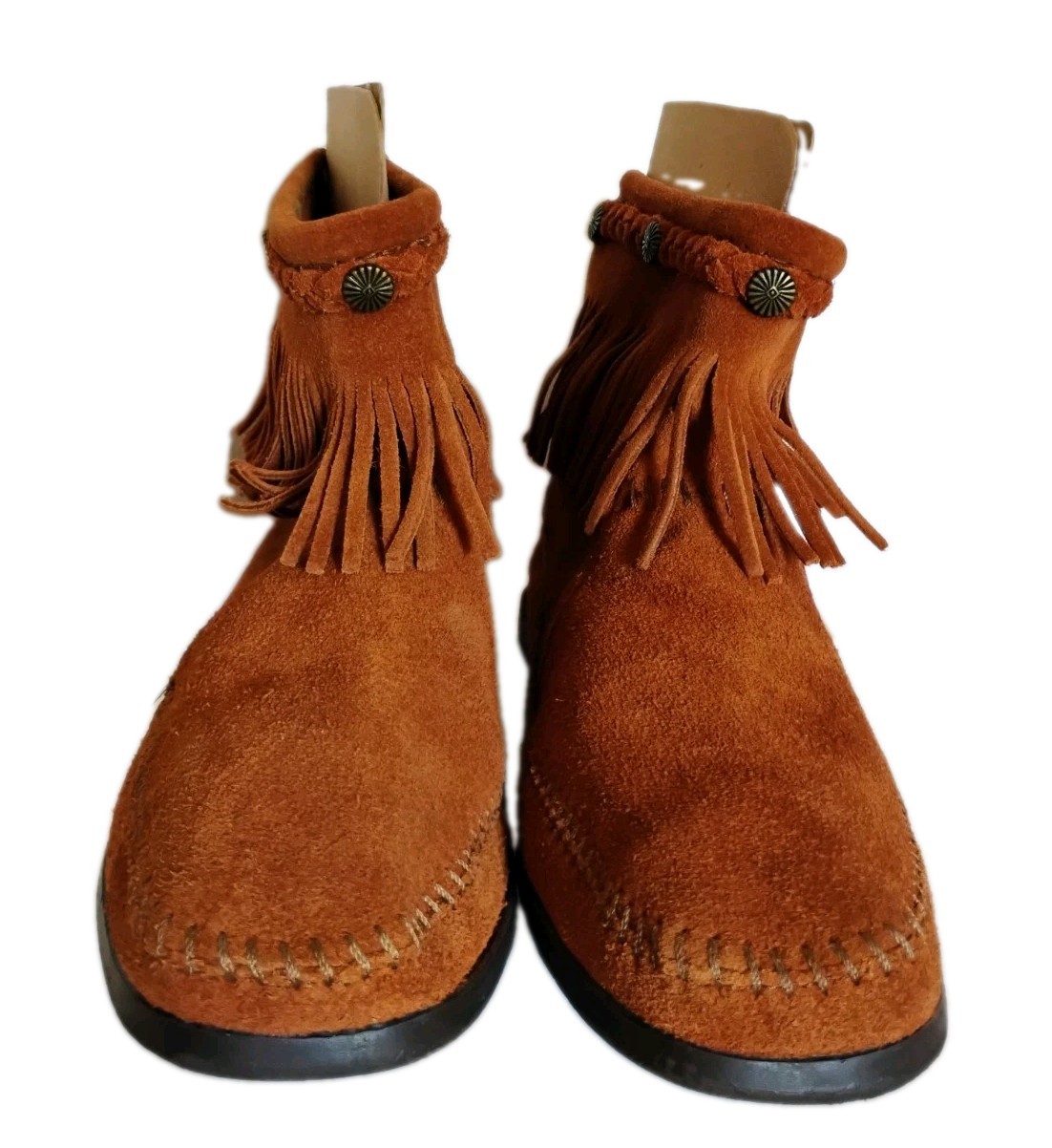 NWOB “Minnetonka” Brown Suede High Top Back Zipper Moccasin Boots US-11