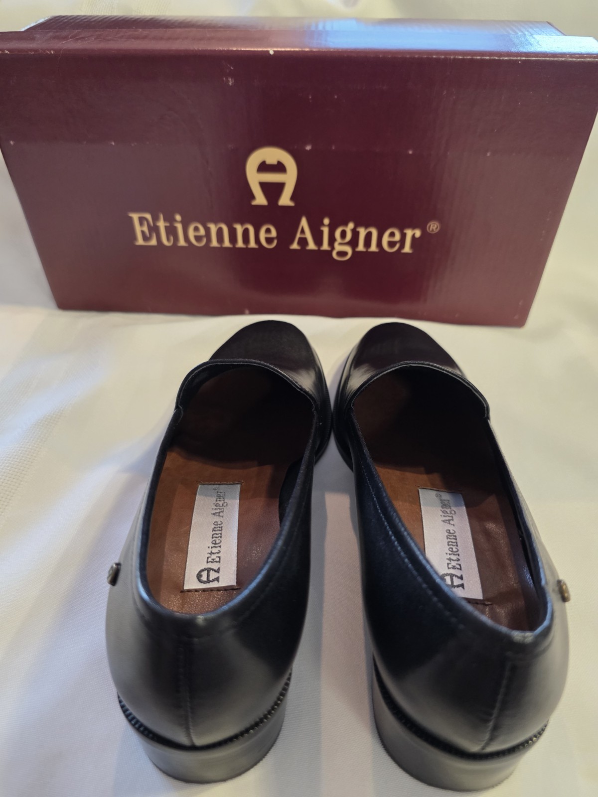 Vtg 90s Etienne Aigner Townsend Black Leather Block Heel Loafer 6 New With Box