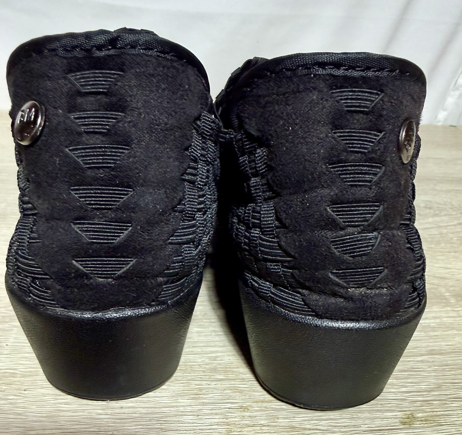 BERNIE MEV Smooth Cha Cha Woven Wedge Slip-On Shoes Black Size EU 40 US 9