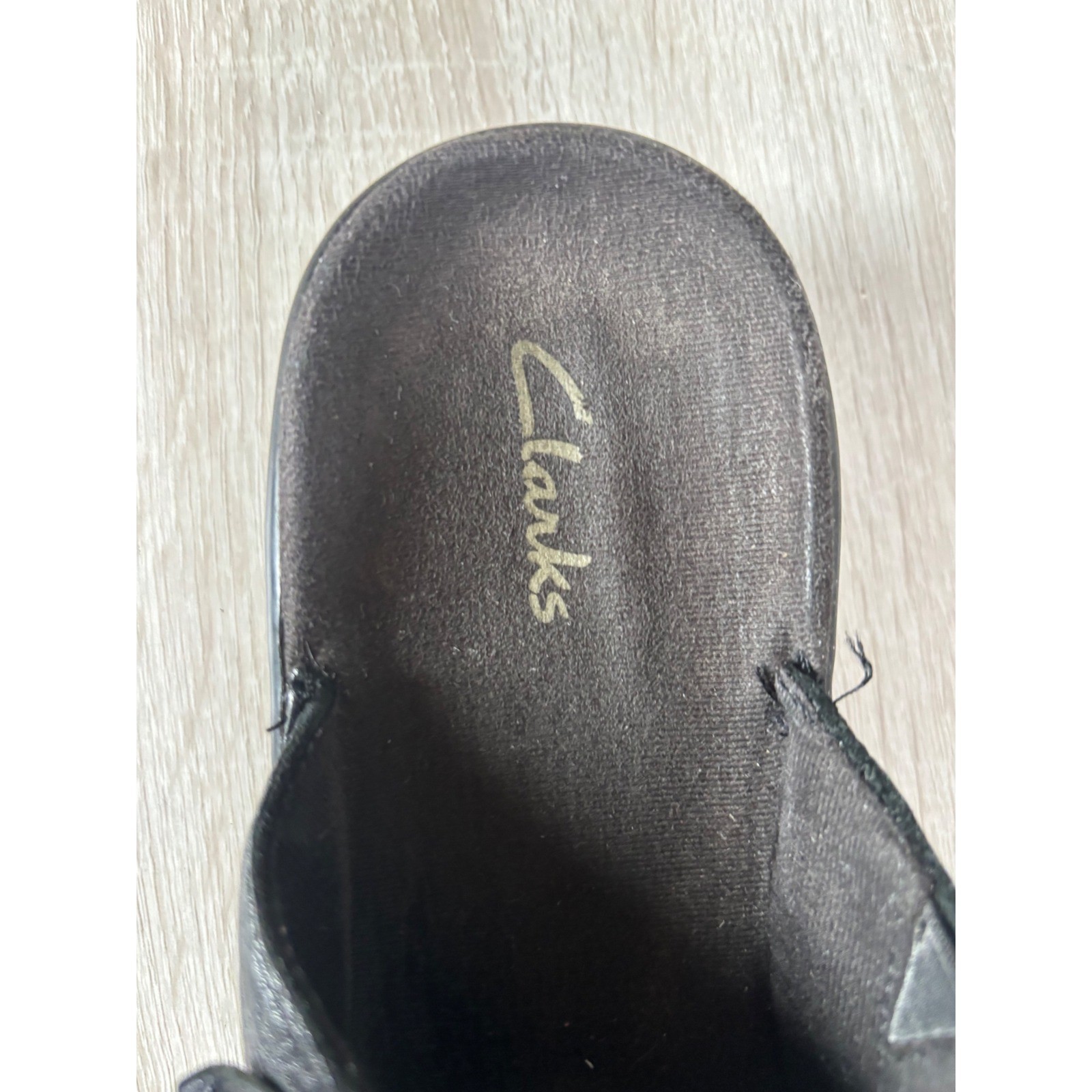 Clarks Womens Black Leather Slip On Mules Wedge Clogs Button Detail Shoes Size 7