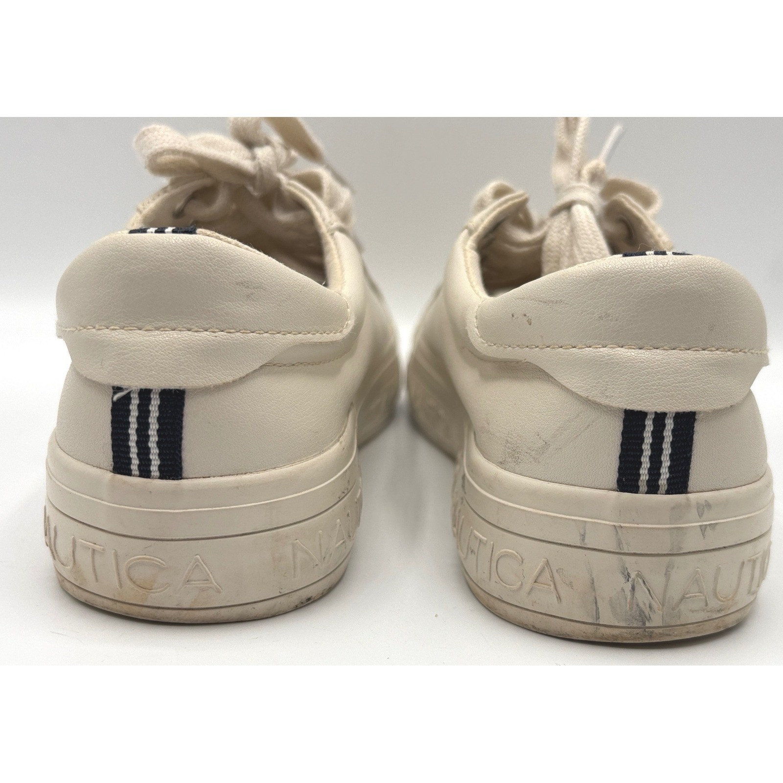 Nautica Women’s White Platform Sneakers Casual Shoes Low Top Faux Leather