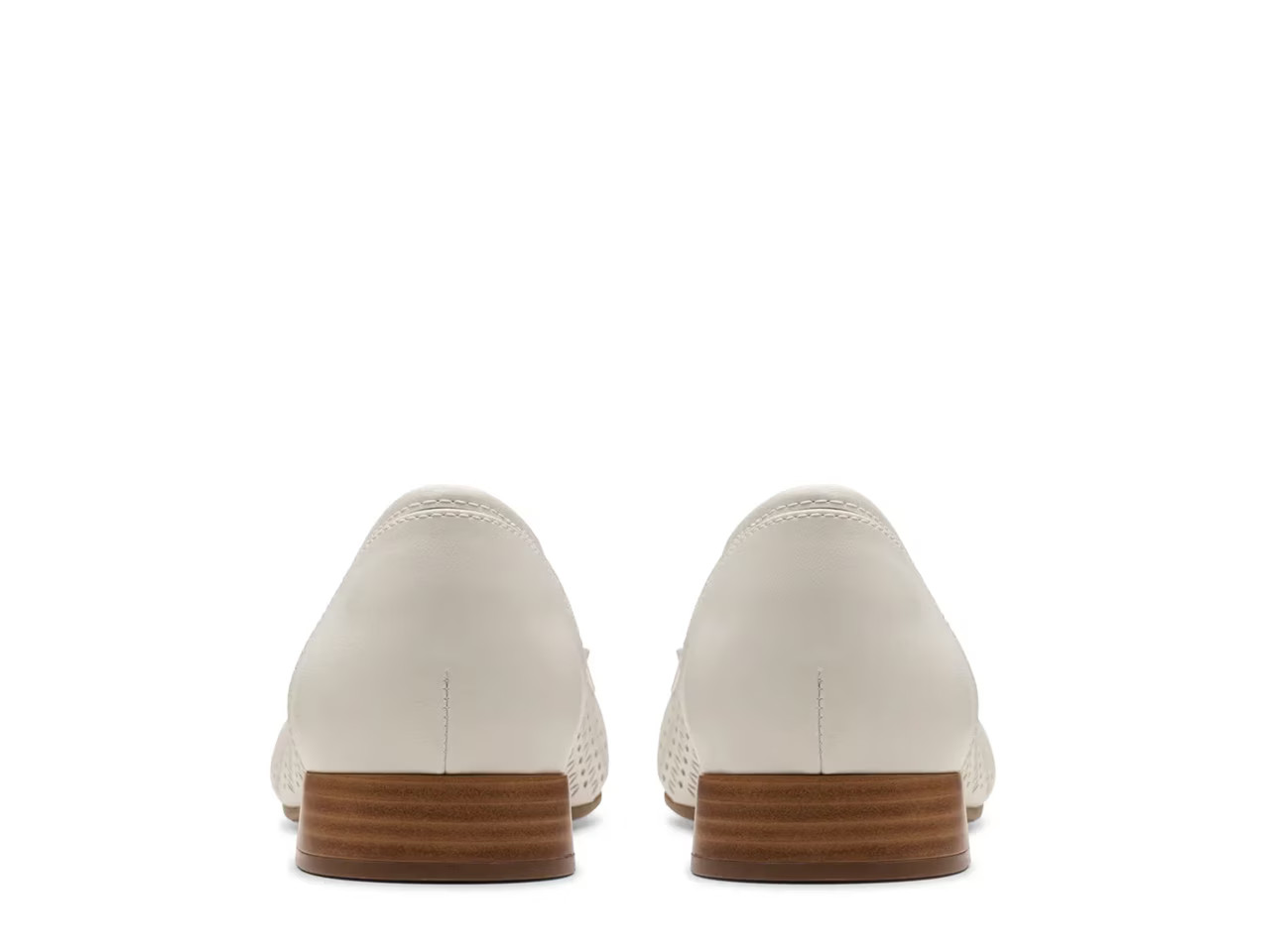 Clarks Women’s Natalyn Step Off White Laser Cut Leather Slip-On Flat 9 M