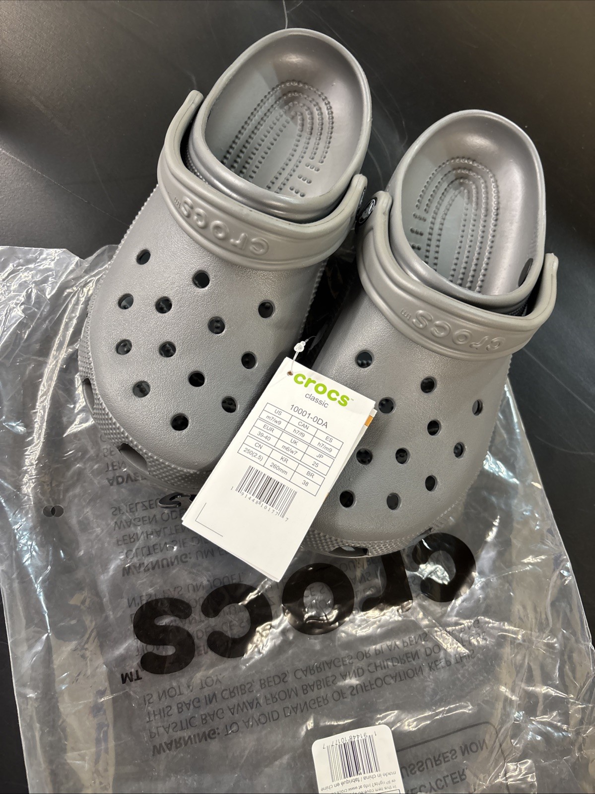Crocs Unisex Classic Slate Grey Size M7 / W9 Brand New