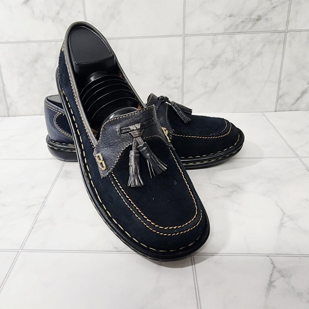 BORN® Handcrafted Women’s Blue Suede Tassel Flat Loafers W4425 US 6½EU 37 EUC!