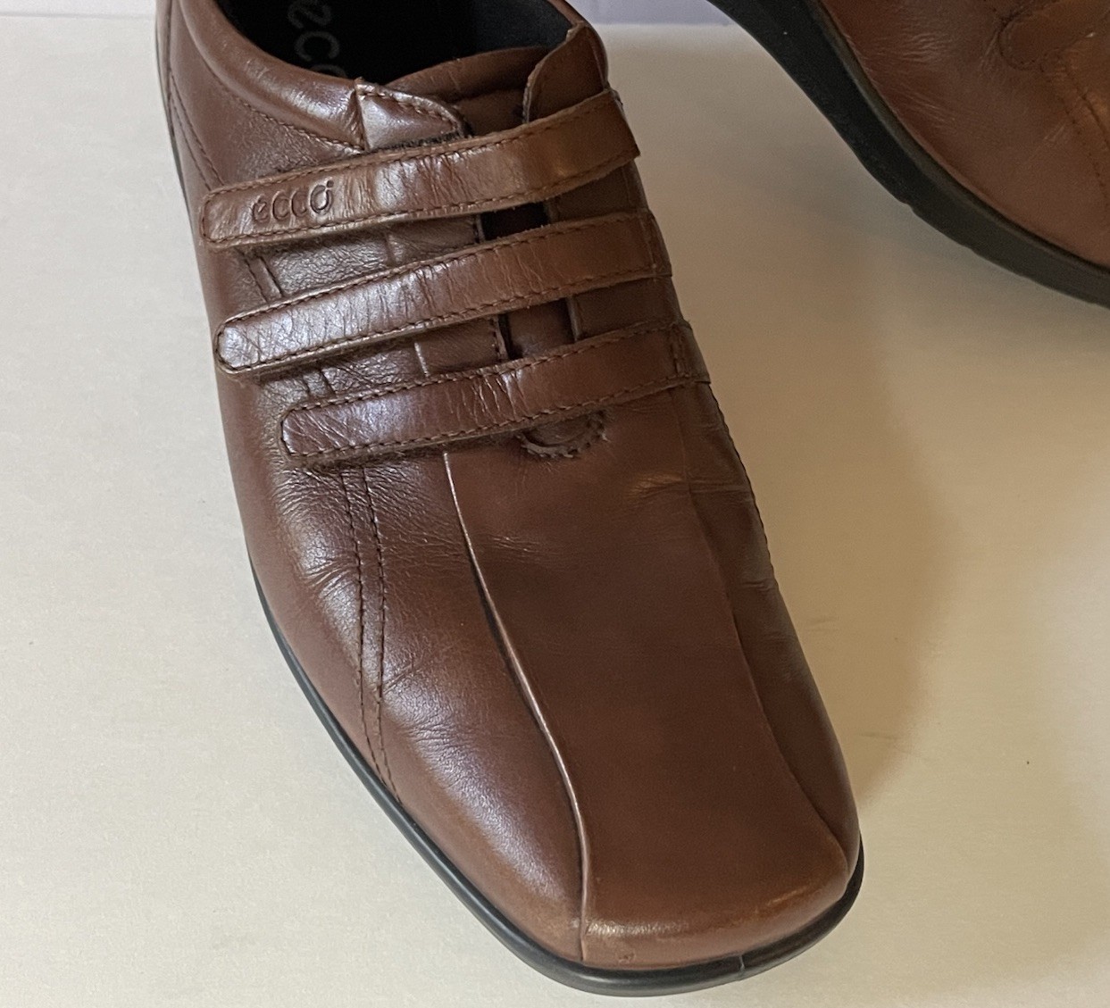 Ecco Casual Wedge Loafers Women EU 40/ 9-9.5 US Brown Leather Walking Shoes