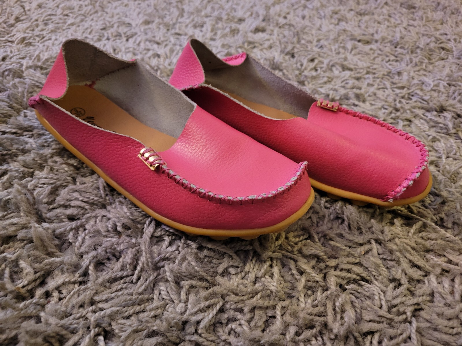 🔥Venus Celia Hot Pink Leather Comfort Womens Walking Driving Loafer Shoes Sz 39