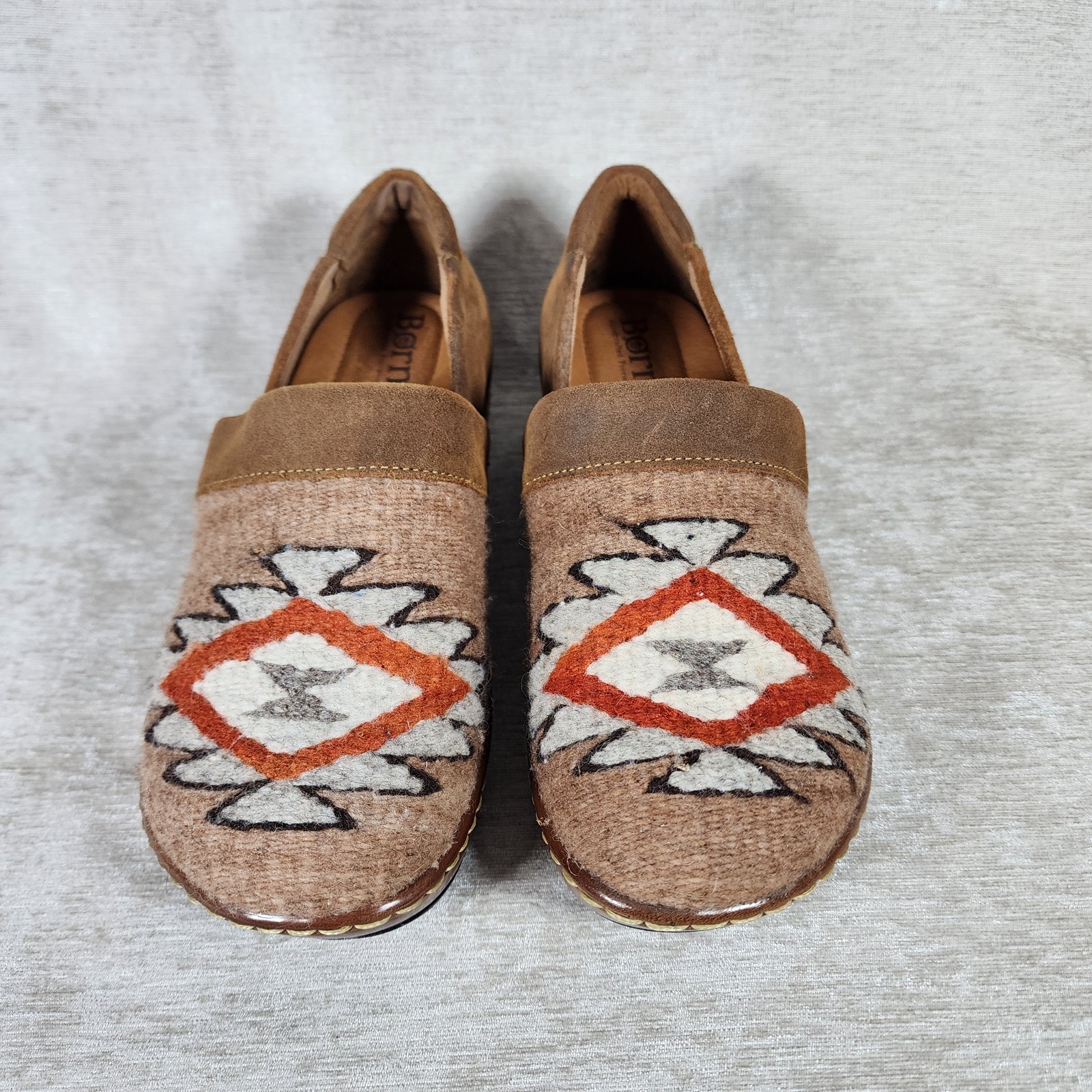 Born Leather Wool Clogs Size 7 EU 38 Made in Mexico Aztec Southwest Mules Slides
