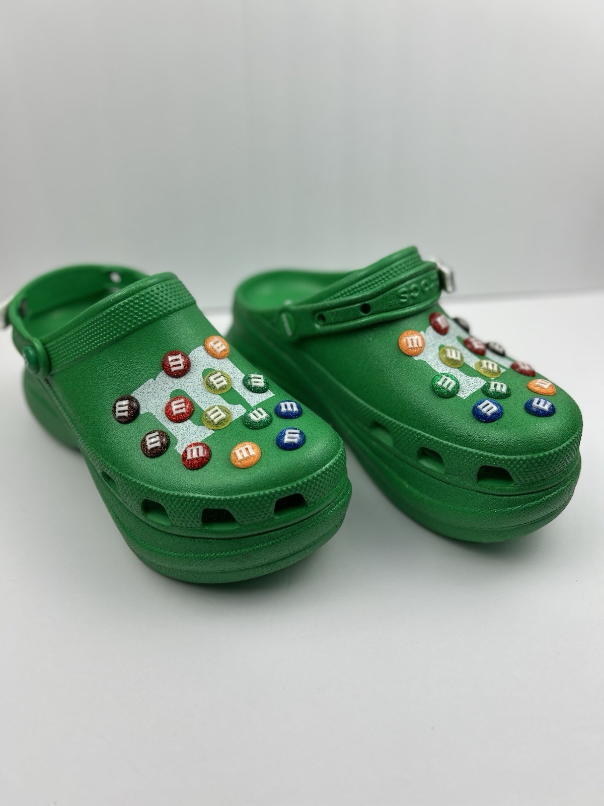 M&M’s x Crocs Classic Bae Platform Clog Green Multi Glitter Womens Size W9