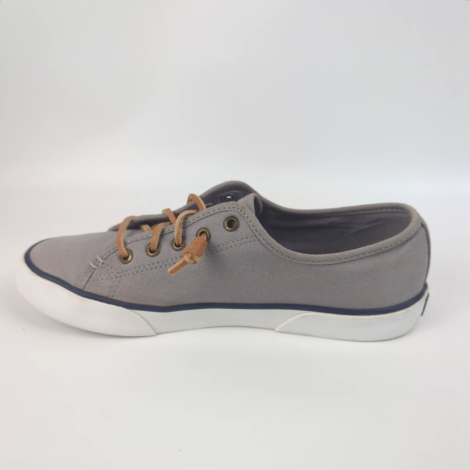 Sperry Top-Sider Womens Sz 8 Seacoast Gray Canvas Sneakers Memory Foam STS95729