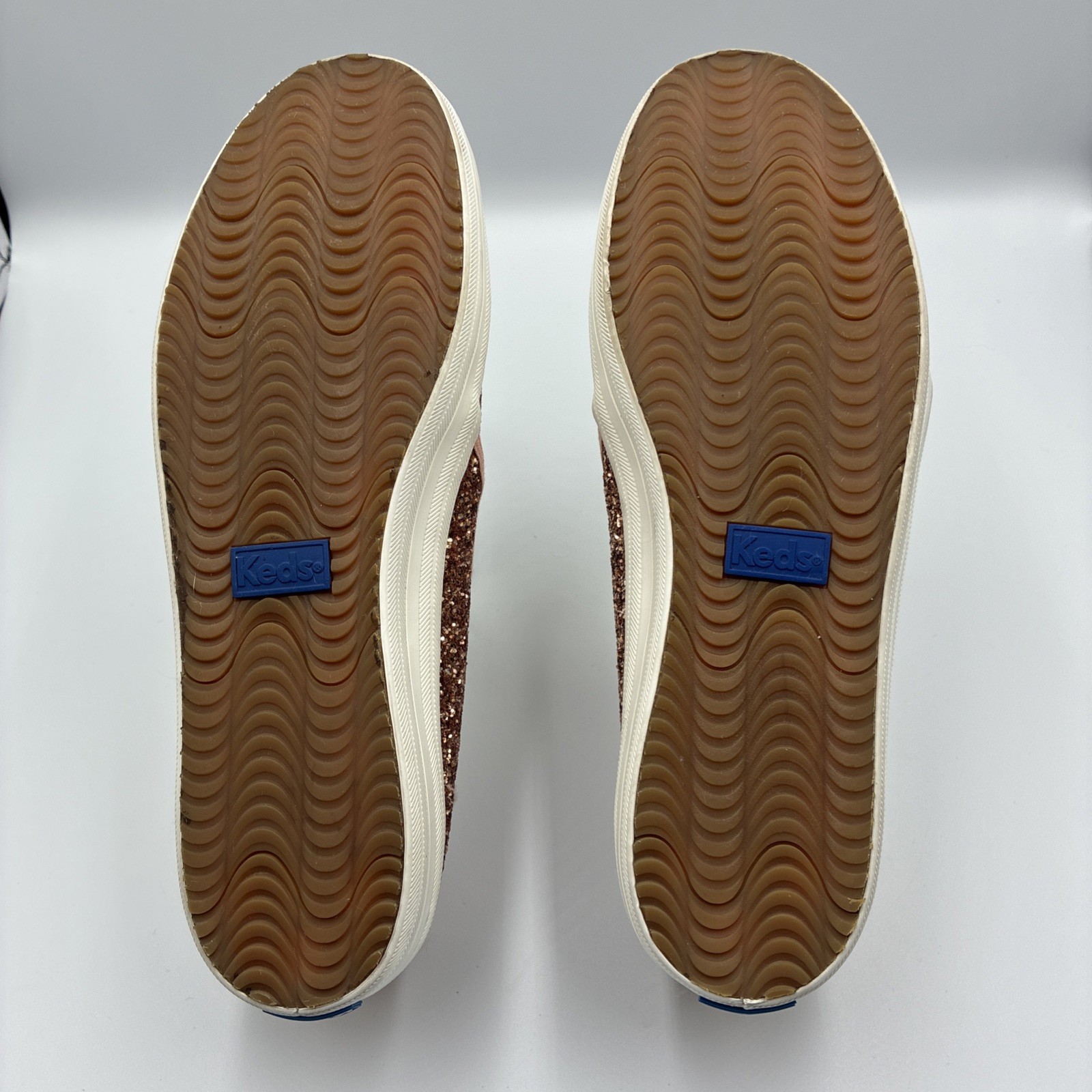 Keds x Kate Spade Triple Decker Womens Size 10 Rose Gold Glitter Slip On Shoes