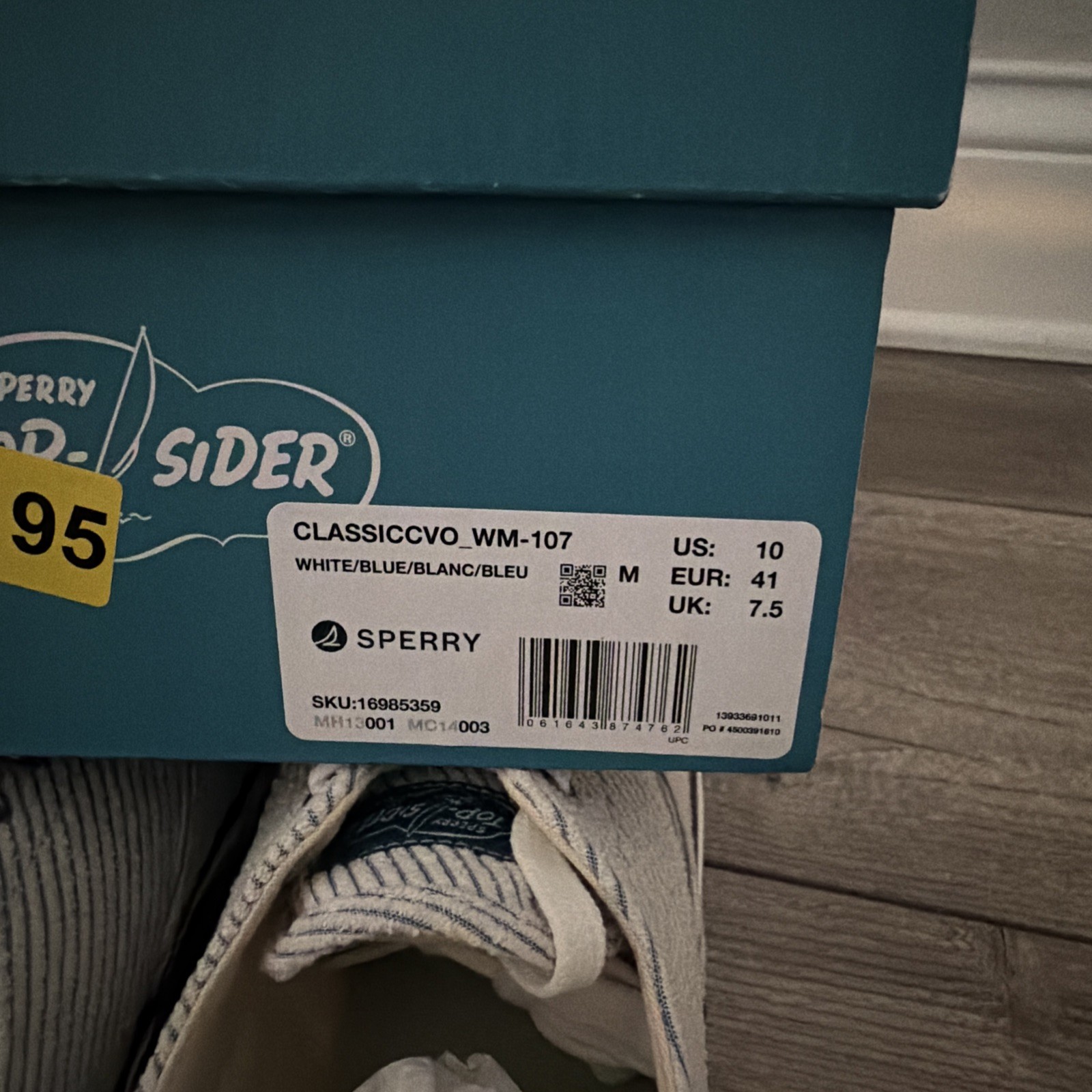 Sperry Shoes Womens 10 Classic CVO Sneaker Blue & White Striped New In Box