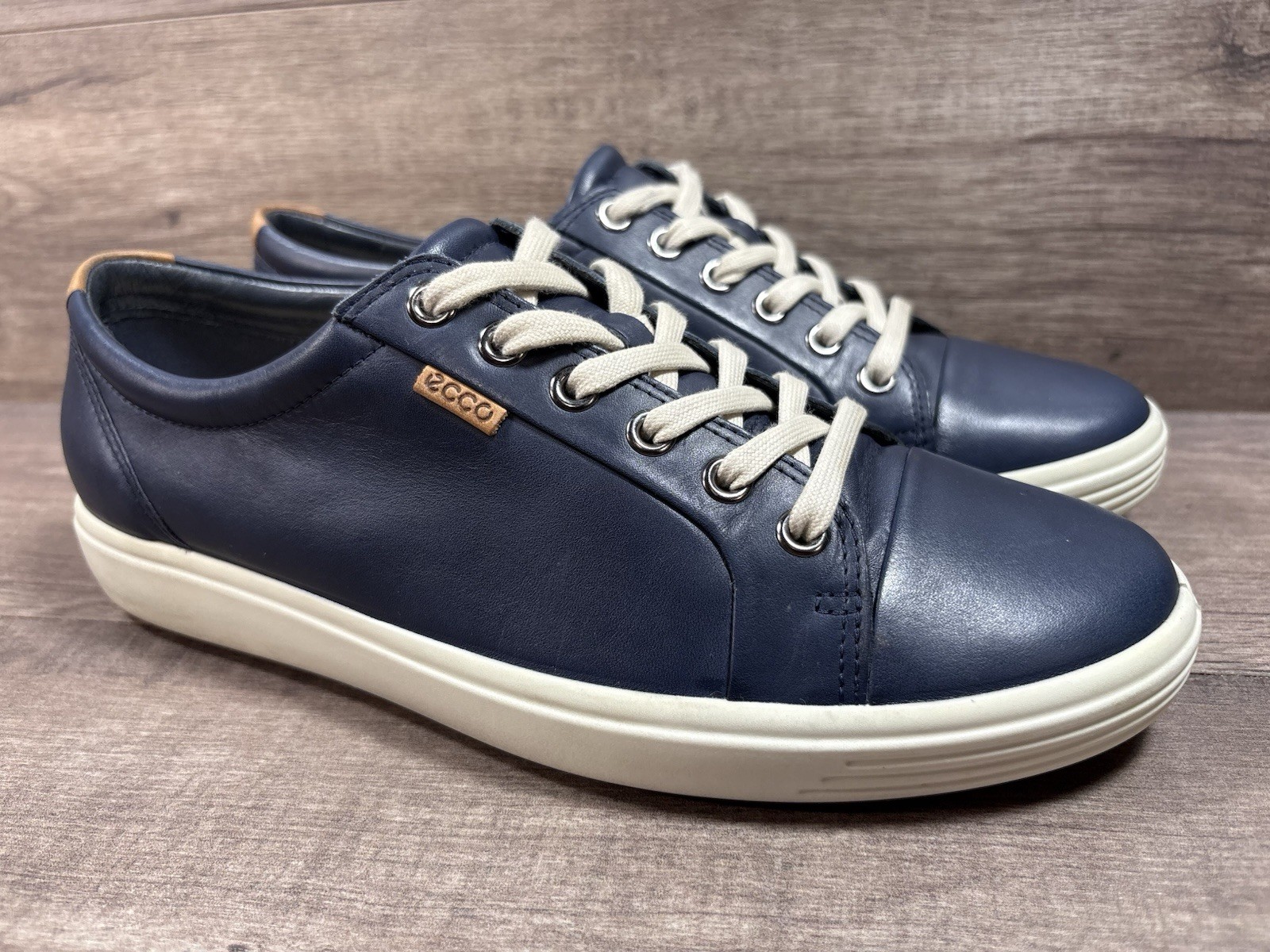 Ecco Soft 7 Walking Sneakers Shoes Blue Leather Womens Size EU 40 US 9