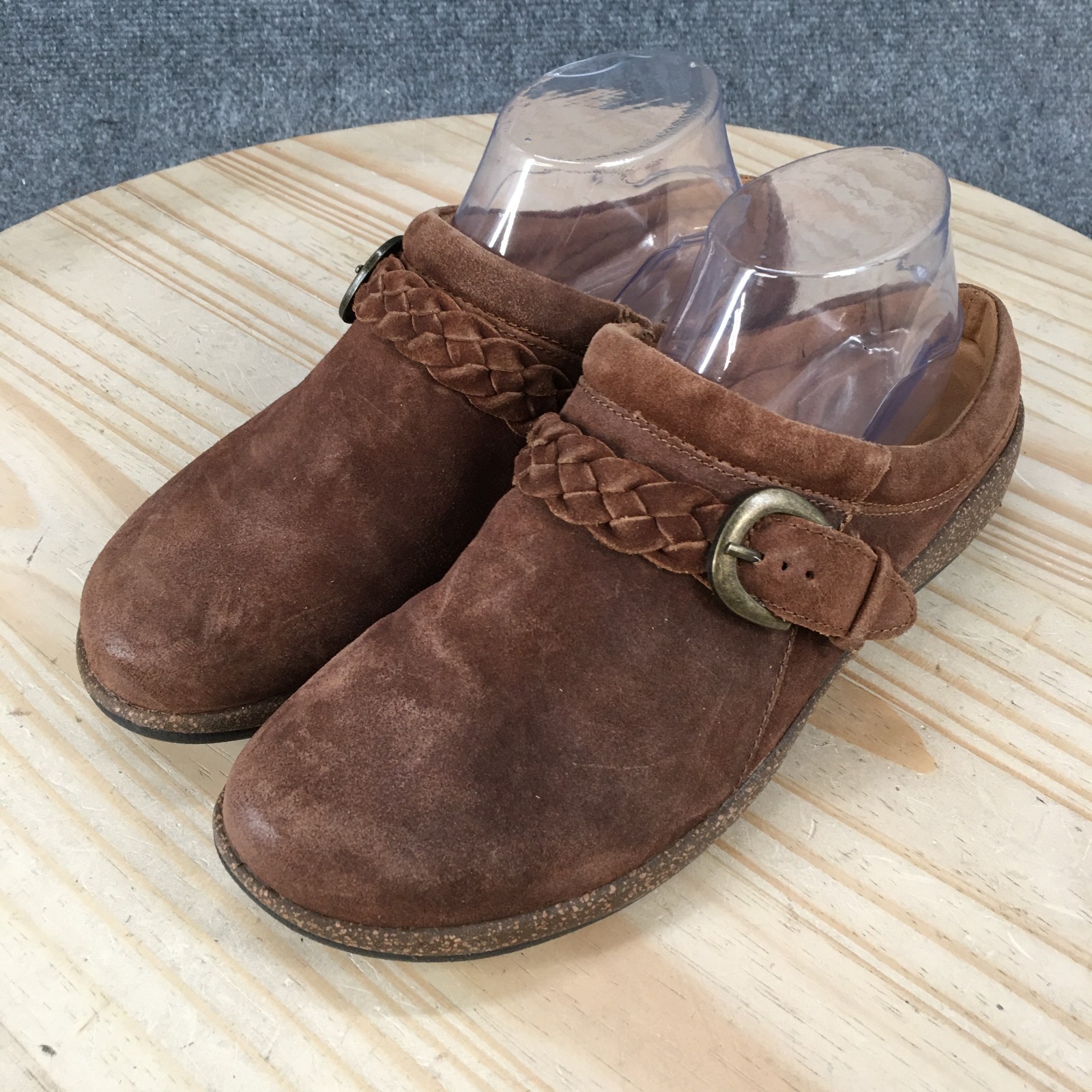 Aetrex Libby Shoes Womens 9-9.5 Casual Slip On Comfort Mule Clogs Brown Leather