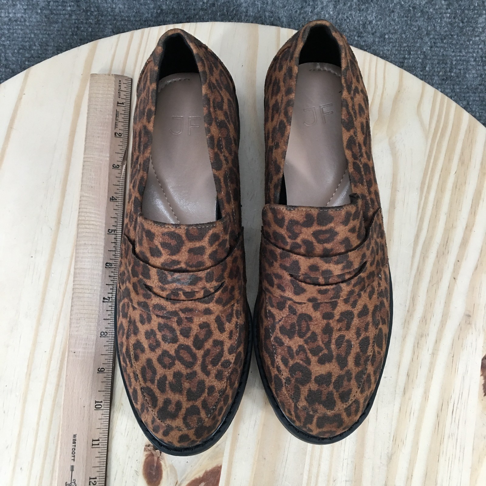 Just Fab Shoes Womens 8 E Brown Danica Penny Loafers Casual Leopard Slip On