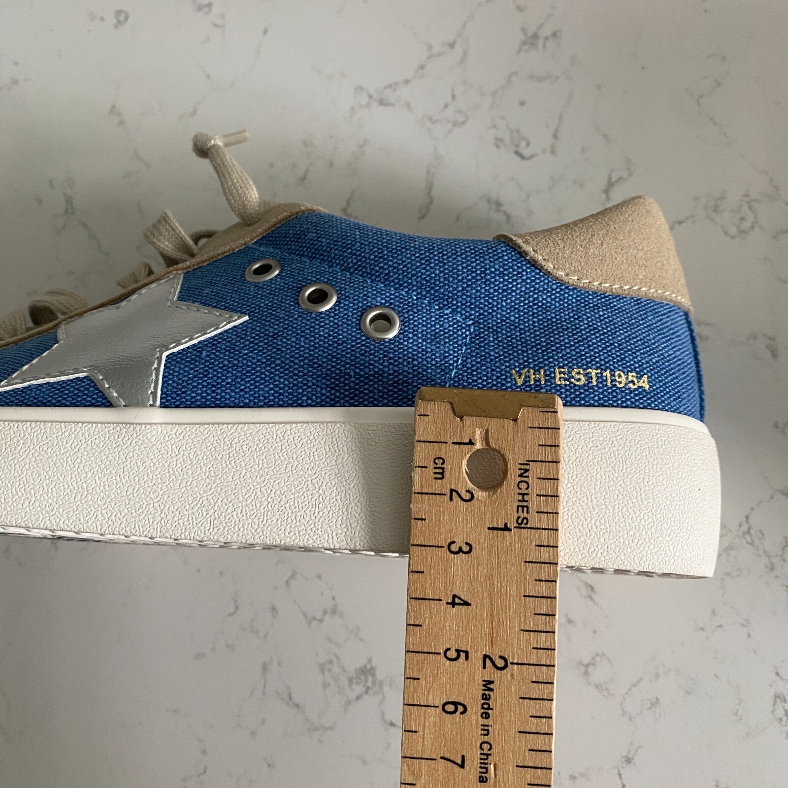 NWT Vintage Havana Dalia Denim Multi Leather Sneakers Women’s Sz 8 Designer Fall