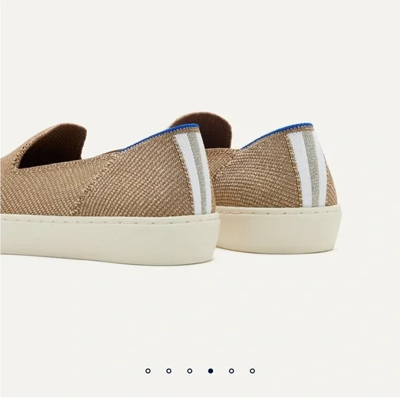 NEW ROTHYS The Slip On Sneaker in Gold Twill CASUAL SHOES METALLIC SIZE 12.5