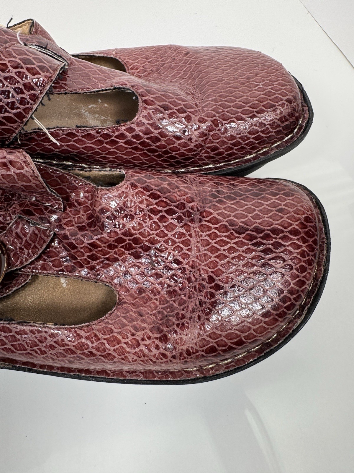 Allegria PG Lite Clogs Slip-On Mule Work Shoes Size 40 US 10 Choco Snake Red
