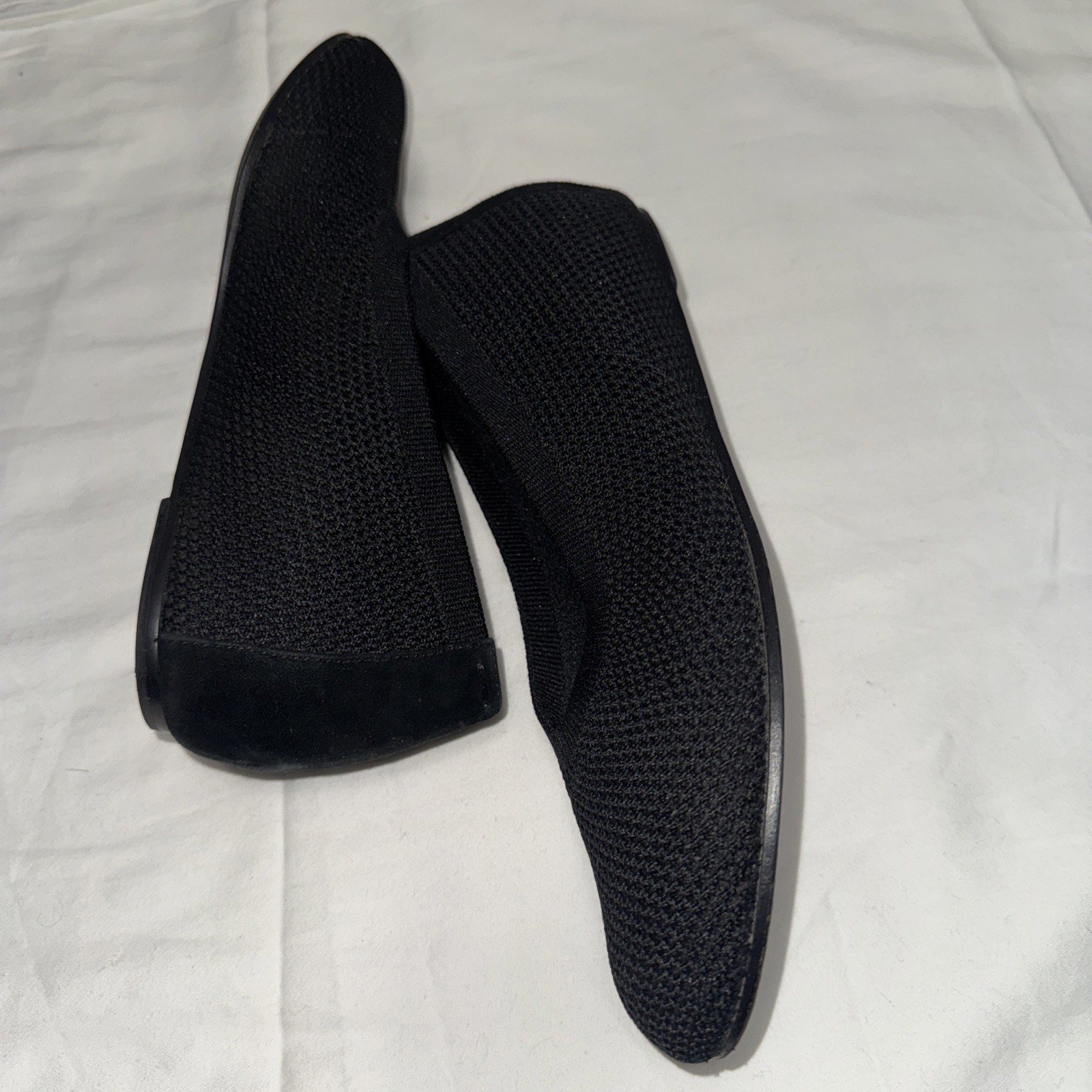 EILEEN FISHER Heaven Black Stretch Knit Low Wedge Ballet Flat Women 8 Shoes