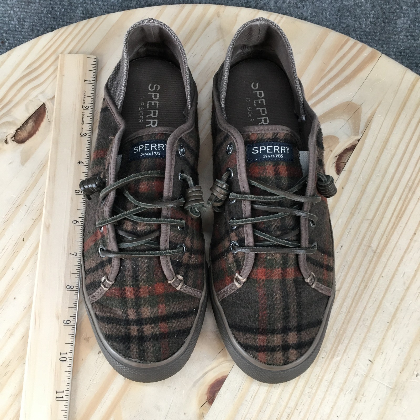 Sperry Seacoast Isle Plaid Shoes Womens 8.5 M Slip On Sneakers Brown STS96986