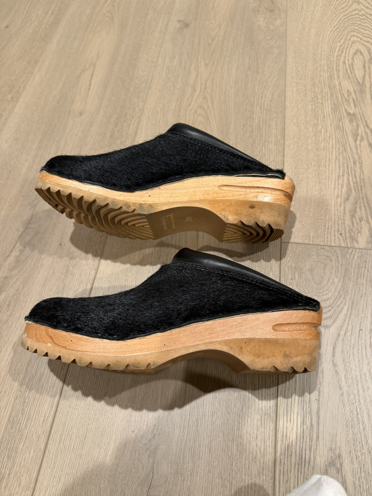 Troentorp clogs black pony hair Rembrandt Swedish Size 39 W9 M6