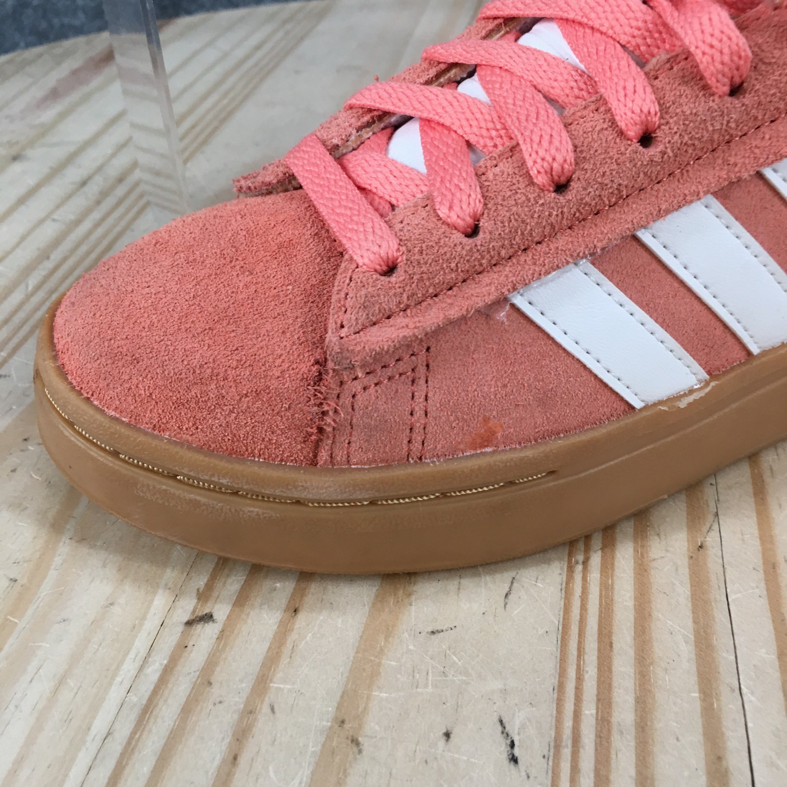 Adidas Grand Court Alpha Shoes Womens 6 M Sneakers Casual ID9847 Suede Peach