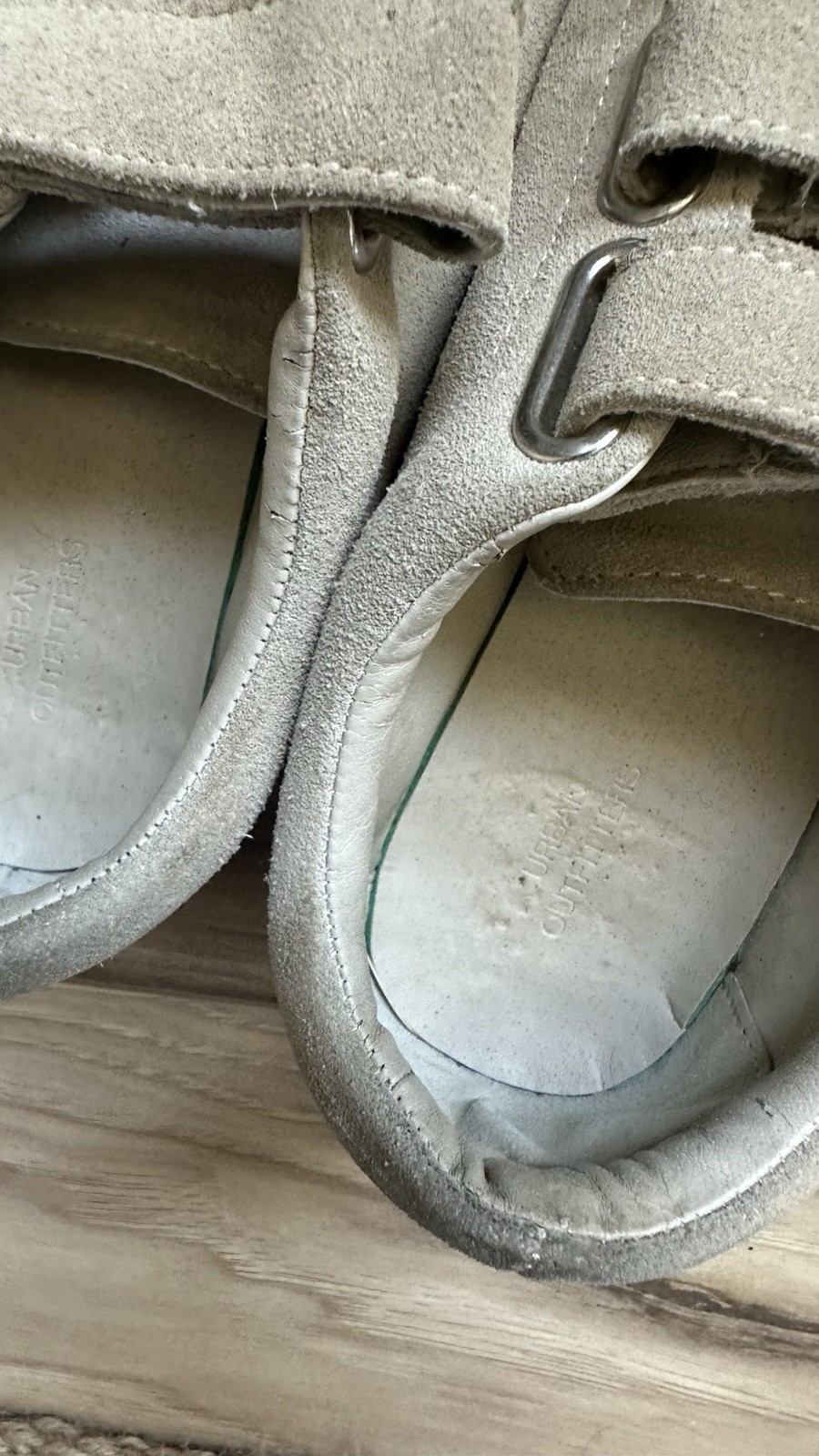 Urban Outfitters Beige Suede Magic Strap Sneakers Shoes Gum Sole Size 36 US 6